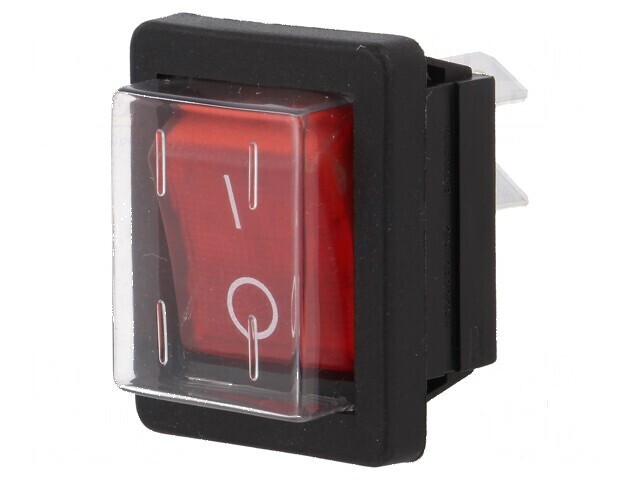 Rocker DPST 2 ON-OFF 16A/250VAC Roșu cu Neon 1350