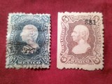 2 Timbre Mexic 1874 ,cu cifra control , 25c stampilat si 5c nestampilat