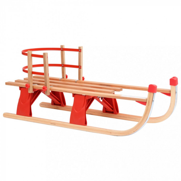 Gossi sanie pliabila pentru zapada cu spatar, 119 cm, lemn