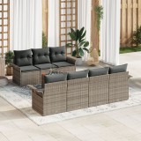 Gossi set 8 piese canapea gradina cu perne gri ratan polimeric acacia