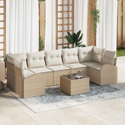vidaXL Set de canapele pentru grădină 8 pcs Bej 55 x 55 x 37 cm 3345961 foto