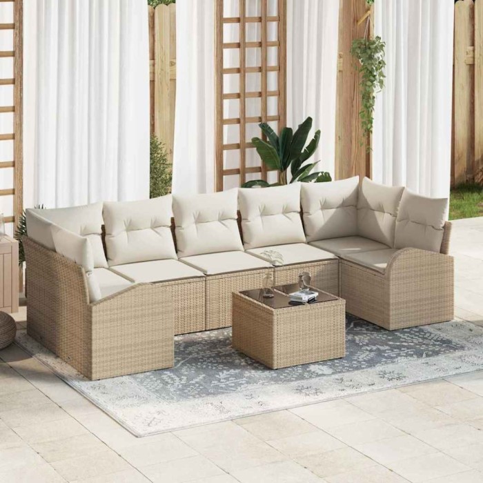 vidaXL Set de canapele pentru grădină 8 pcs Bej 55 x 55 x 37 cm 3345961