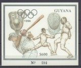 GUYANA 1993 JOCURILE OLIMPICE ATLANTA BASSEBALL SILVER FOIL, Nestampilat