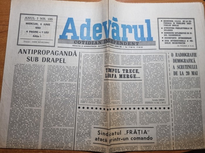 ziarul adevarul 6 iunie 1990