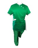Costum Medical Pe Stil, Verde cu Elastan cu Garnitură Alba, Model Andreea - 2XL, L