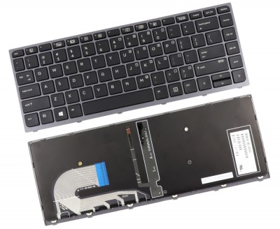 Tastatura HP Neagra 7J1570 cu Rama Gri iluminata backlit, PK131CA2A00 cu Rama Gri iluminata backlit, foto