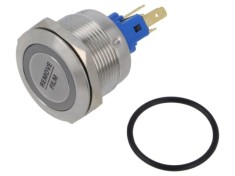 Comutator anti-vandalism E-SWITCH PV7 SPST 2A 48V IP65 montare pe panou LED verde