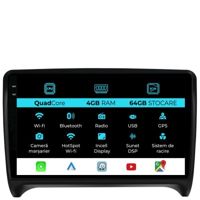 Navigatie Dedicata Audi TT (2006-2014), QuadCore, 9Inch, 4Gb Ram, 64Gb Stocare, Carplay foto