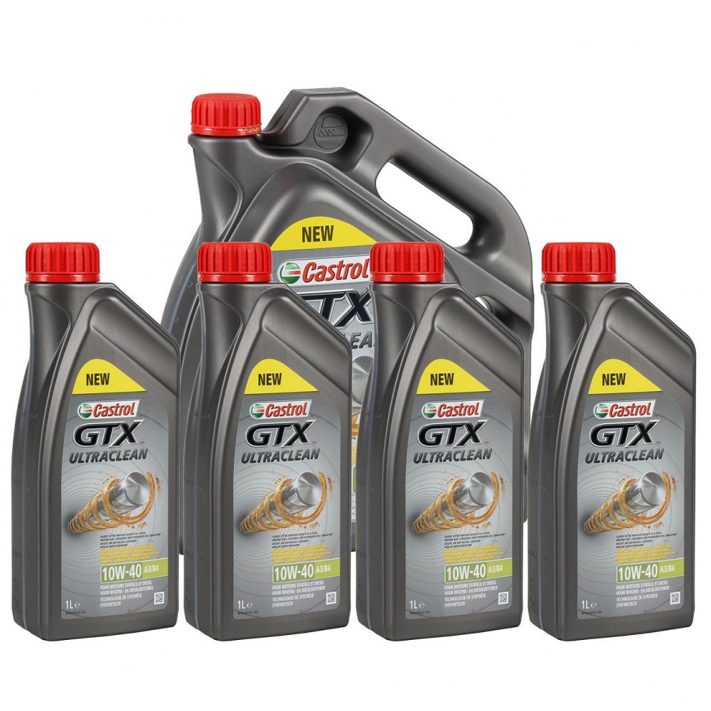 Set Ulei Motor Castrol GTX Ultraclean 10W-40 5L 15A4D4 + 4 Buc Ulei ...