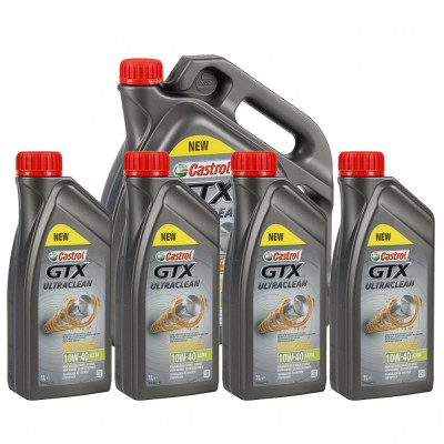 Set Ulei Motor Castrol GTX Ultraclean 10W-40 5L 15A4D4 + 4 Buc Ulei Motor Castrol GTX Ultraclean 10W-40 1L 15A4CF foto