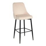 Cumpara ieftin Scaun de bar Zedna, Pako World, Catifea Bej, Picioare negre, 52x57x111 cm