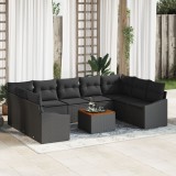 Gossi set canapea gradina 10 piese cu perne negru poliratan acacia