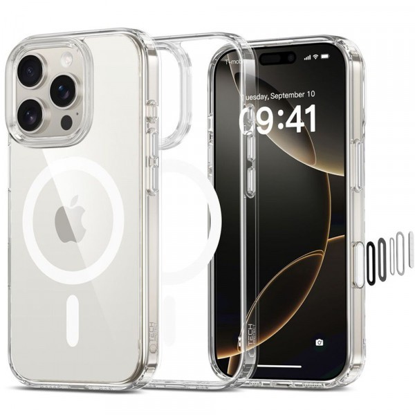 Husa MagSafe pentru Apple iPhone 16 Pro Max, Tech-Protect, Flexair Hybrid CC, Transparenta