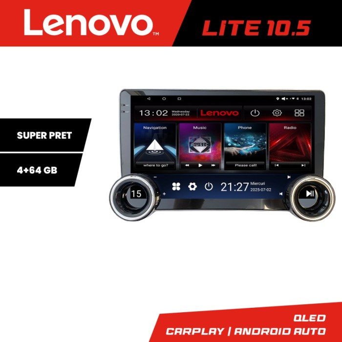 Navigatie universala 2din-2 Lenovo 8 core 4+64 10.5 inch Incell 1K android Wifi 5Ghz gps internet C CarStore Technology