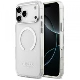 Husa MagSafe pentru Apple iPhone 17 Pro Max, Guess, Metal Outline, Argintie