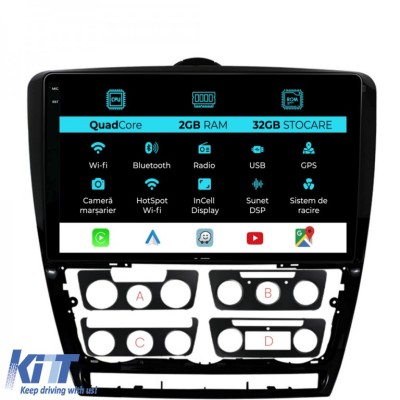 Navigatie Dedicata Skoda Octavia 2 (2004-2013), 10Inch, 2Gb Ram, 32Gb Stocare, Carplay Performance AutoTuning foto