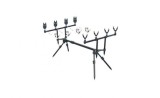 Rod Pod EAST SHARK Aluminiu, 4 Posturi, Ajustabil 72-114cm + 4 Senzori + 4 Swingere, Negru, Pescuit Crap