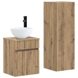 Cumpara ieftin Set dulap baie 2 buc. Stejar Artizanal 33 x 34,5 x 100 cm