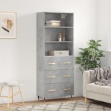 vidaXL Dulap &icirc;nalt, gri beton, 69,5x34x180, lemn compozit