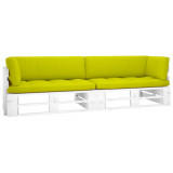 Canapea din paleti cu 2 locuri, cu perne, alb, lemn pin tratat GartenMobel Dekor, vidaXL