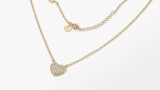 COLIER ARGINT PLACAT CU AUR S925 - LANTISOR CU PANDANTIV INIMA PAVE ZIRCONIU