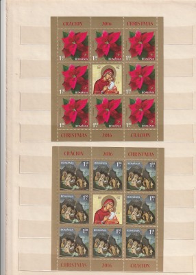 ROMANIA 2016 LP 2127 a LP 2127 b LP 2127 f CRACIUN 2016 MINICOALA 4 SERII + COLITA + SET MINICOLI 8 TIMBRE SI VINIETA MNH NEST foto