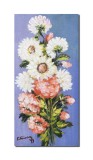 Tablou pictat manual hol, dormitor, living, Crizanteme, 40x20cm ulei pe panza, gata de agatat pe perete