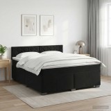 Cumpara ieftin Pat boxspring cu saltea cu headboard Negru 160 x 200 cm Catifea