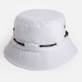 Palarie bucket alba pentru femei, marimea 57, din poliester si bumbac, CMCLASS