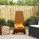 VidaXL Vatră de foc cu depozitare lemne, 60x35x100 cm, oțel corten