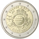 CIPRU 2 euro comemorativa 2012 TYE (10 ani euro) - UNC, Europa, Cupru-Nichel