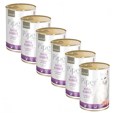 Piper Cat Sterilised conservă cu carne de iepure 6 x 400 g foto