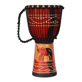 Cumpara ieftin Tarabana Copii Lemn Sculptata Manual, 40cm, Multicolor, Toba Percutie Traditonala, Cadou Muzical, Djembe 8 Inch