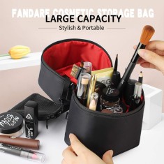 Geantă cosmetice, 1 compartiment, 6 buzunare elastice, negru