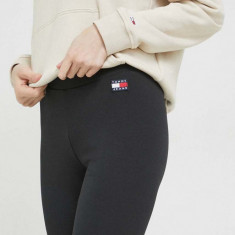 Tommy Jeans pantaloni scurti femei, culoarea negru, neted, high waist