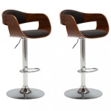 Cumpara ieftin Scaune de bar, 2 buc., gri, lemn curbat si material textil