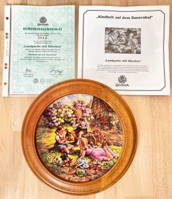 Farfurie + rama + certificat - porzelan Weimar - Copilaria la tara - Iepurasi foto