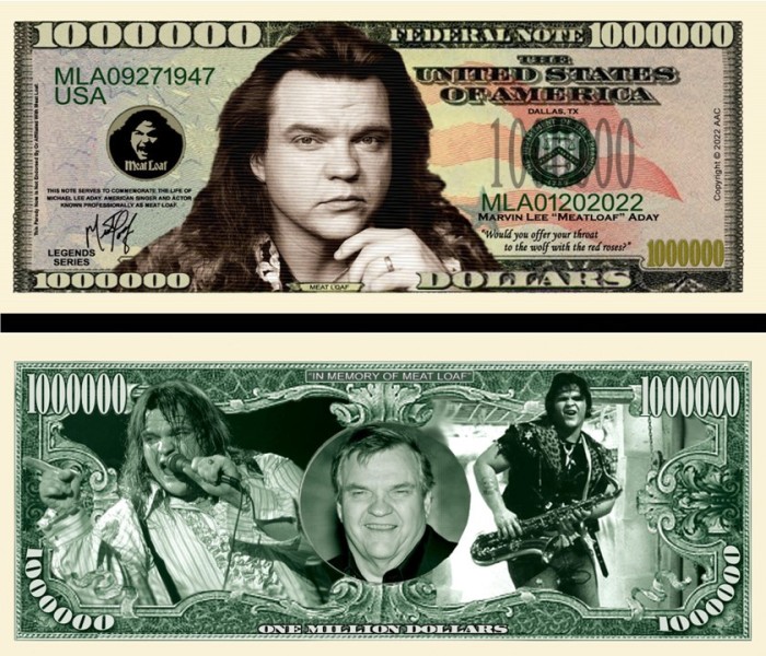 !!! SUA = FANTASY NOTE (TJ6) = CANTARETUL MEAT LOAF - 2022 - UNC / SERIA LEGENDE