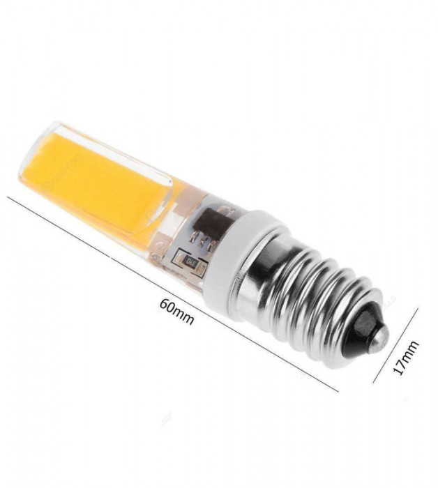 Bec LED E14 6W 220V COB 50-60Hz 62x16mm - Reglabil-Culoare Alb cald