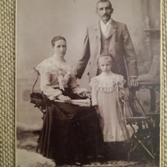 Foto carton kabinett veche, 11x16 cm, F. Dajkovitz, Vârșet / Werschetz, familie