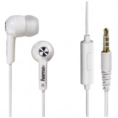 Casti audio in-ear Hama, cu fir, plastic, 10 mm, 1.2 m, Alb foto