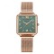 Ceas dama Hannah Martin Cadran patrat Quartz Analog Elegant Auriu verde smarald