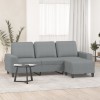 Gossi canapea cu 3 locuri si taburet, gri deschis, 180 cm, textil