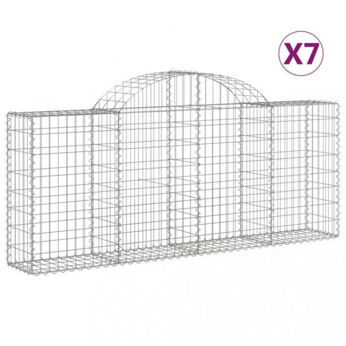 Cosuri gabion arcuite 7 buc, 200x30x80/100cm, fier galvanizat