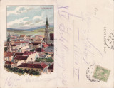 Cluj -litografie , rara, Circulata, Printata