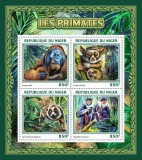 Timbre Niger 2016, Primate, Set Complet, Colita + Bloc MNH