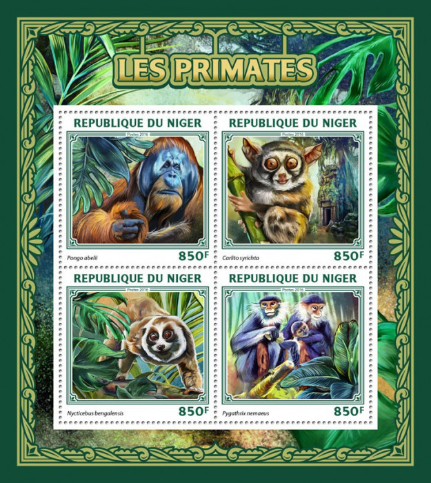 NIGER 2016 - Primate / set complet - colita + bloc MNH