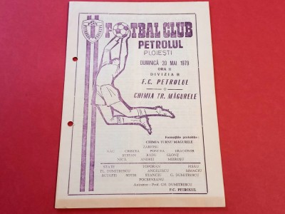 Program meci fotbal PETROLUL PLOIESTI - CHIMIA TURNU-MAGURELE(20.05.1979 foto