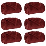 vidaXL Pături de aruncat 6 pcs Roșu Bordeaux 130 x 150 cm Molton 42016817