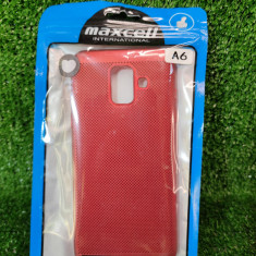 husa protectie telefon plastic perforata samsung A6 rosu / L10